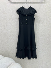 DIOR SLEEVELESS DRESS WITH RUFFLED SHOULDERS AND HEM 269143