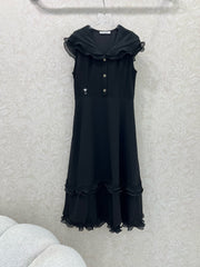 DIOR SLEEVELESS DRESS WITH RUFFLED SHOULDERS AND HEM 269143