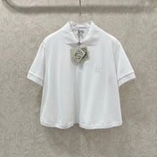 LOEWE OVERSIZED CROPPED POLO SHIRT WITH EMBROIDERED LOGO IN WHITE
