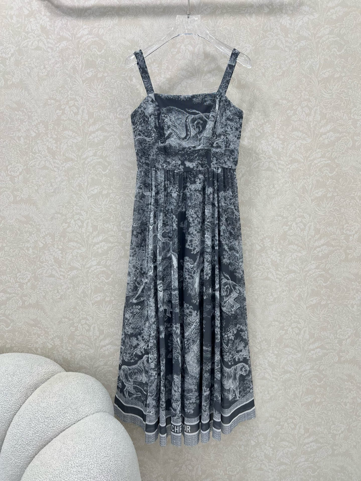 DIOR SPAGHETTI STRAP DRESS IN DARK GREY