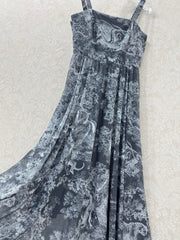 DIOR SPAGHETTI STRAP DRESS IN DARK GREY