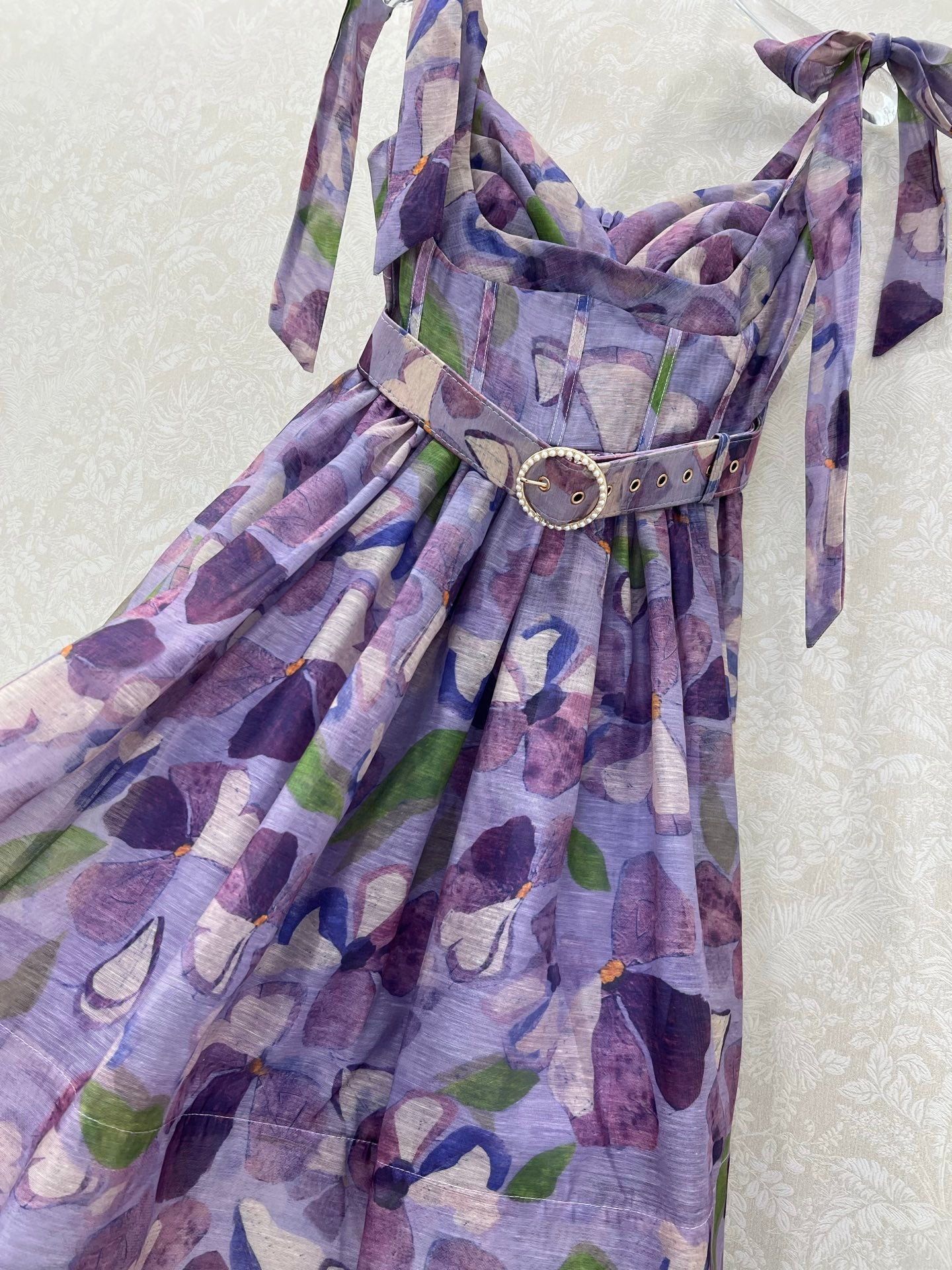 ZIMMERMANN SHORT HERRINGBONE DRESS IN PLUM PURPLE 269377