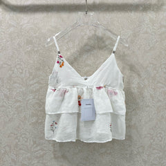 CHANEL RUFFLED SPAGHETTI STRAP TOP 272286