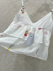 CHANEL RUFFLED SPAGHETTI STRAP TOP 272286