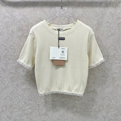 MIUMIU TEXTURED SHORT-SLEEVE LACE TOP 275100