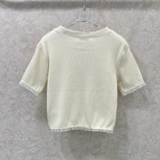 MIUMIU TEXTURED SHORT-SLEEVE LACE TOP 275100