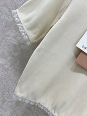 MIUMIU TEXTURED SHORT-SLEEVE LACE TOP 275100