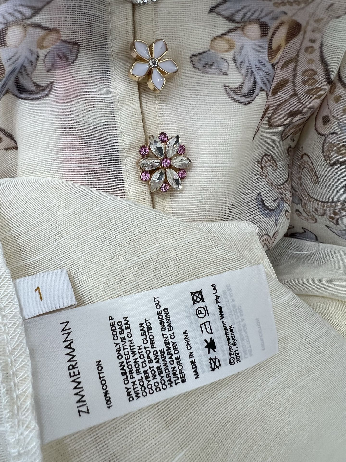 ZIMMERMANN LONG DRESS WITH A STAND COLLAR 275112