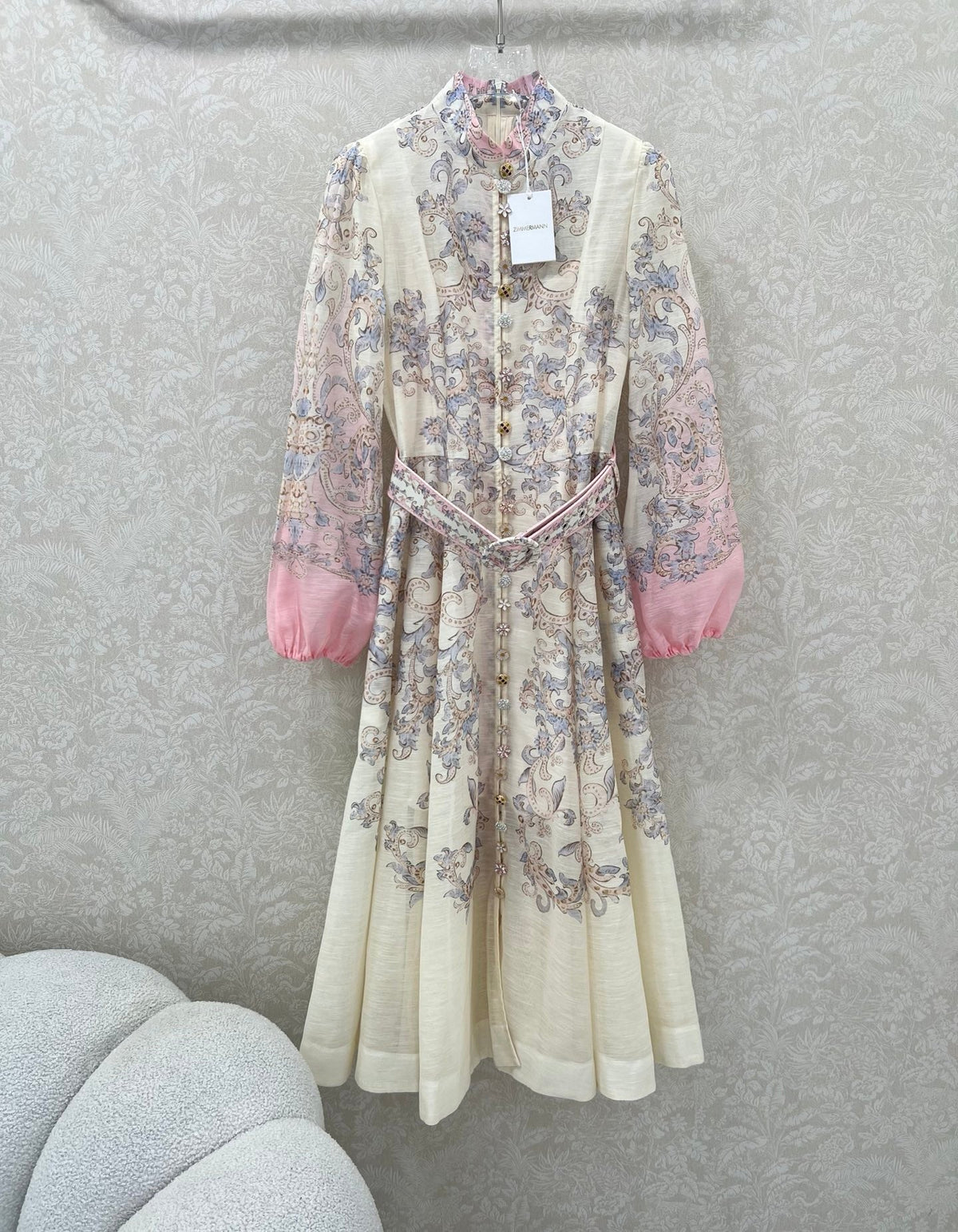 ZIMMERMANN LONG DRESS WITH A STAND COLLAR 275112