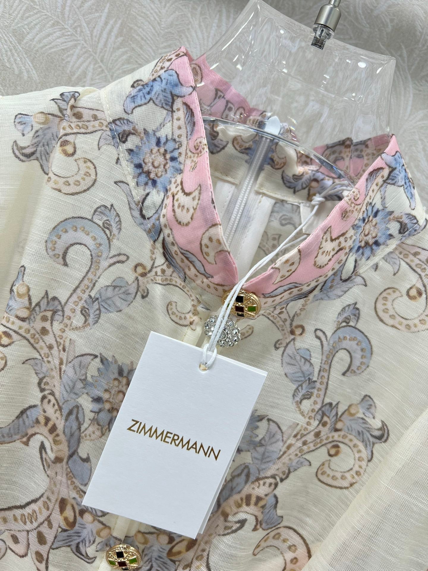 ZIMMERMANN LONG DRESS WITH A STAND COLLAR 275112