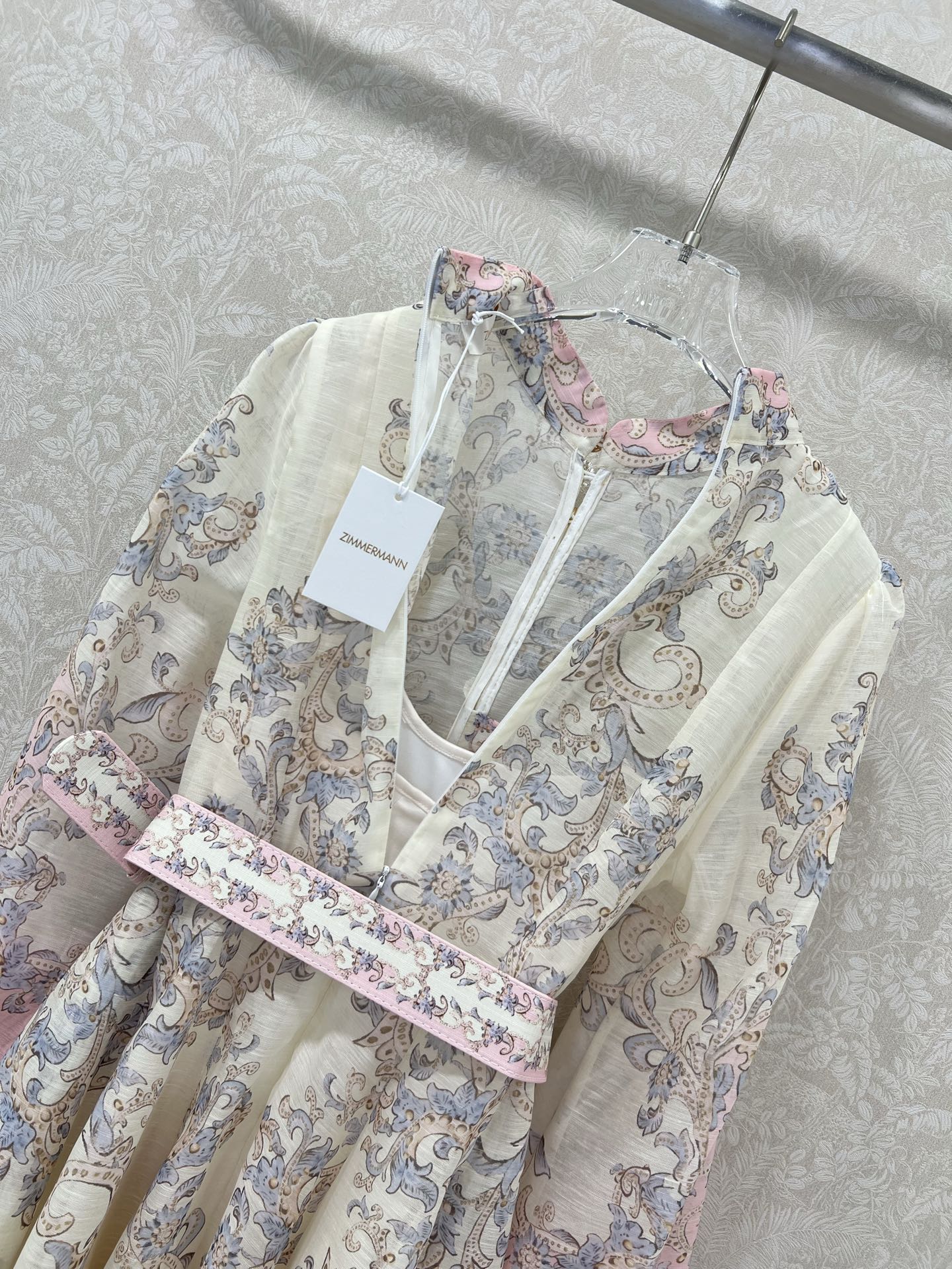 ZIMMERMANN LONG DRESS WITH A STAND COLLAR 275112