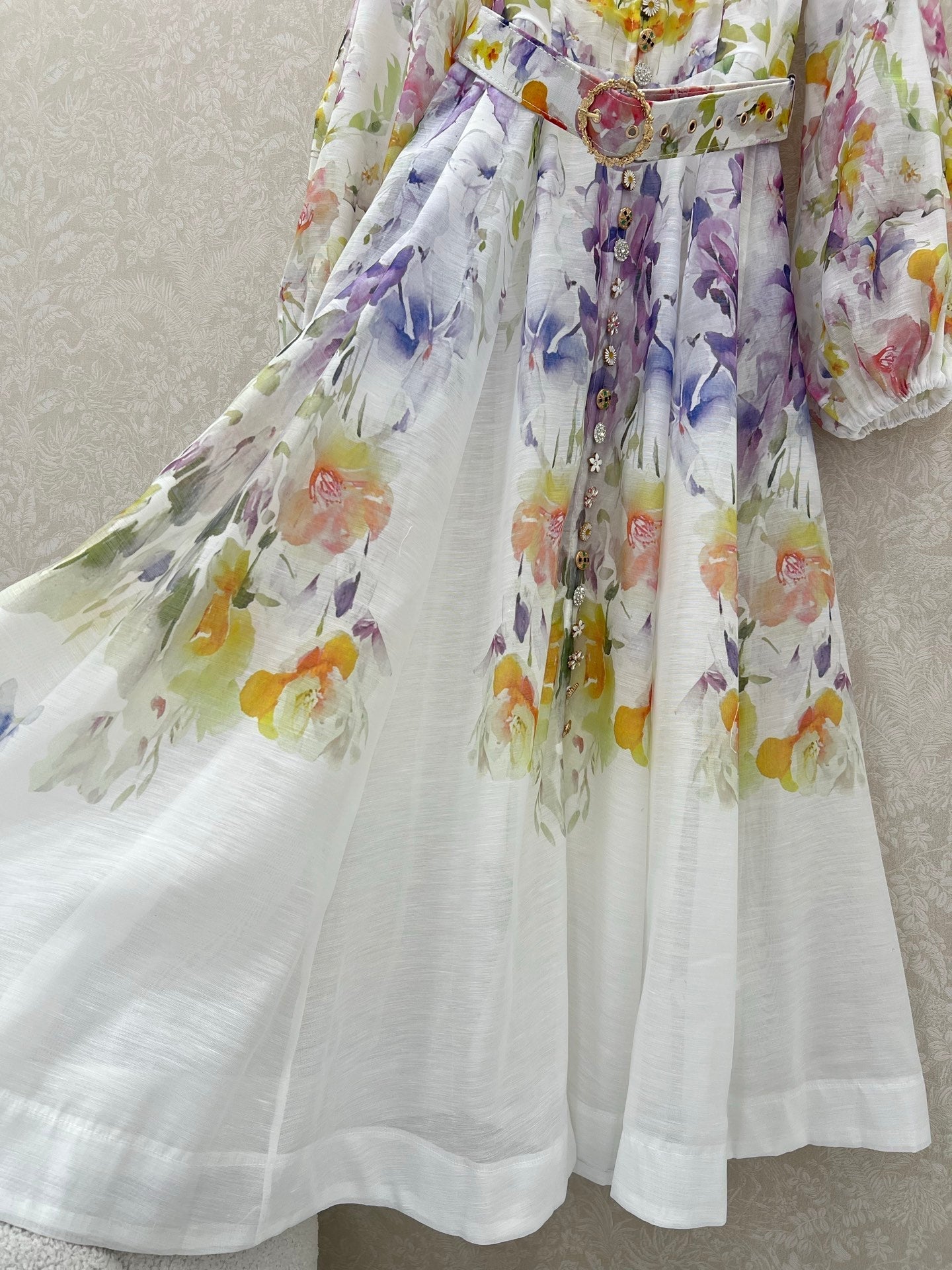 ZIMMERMANN LONG DRESS WITH A STAND COLLAR 275117