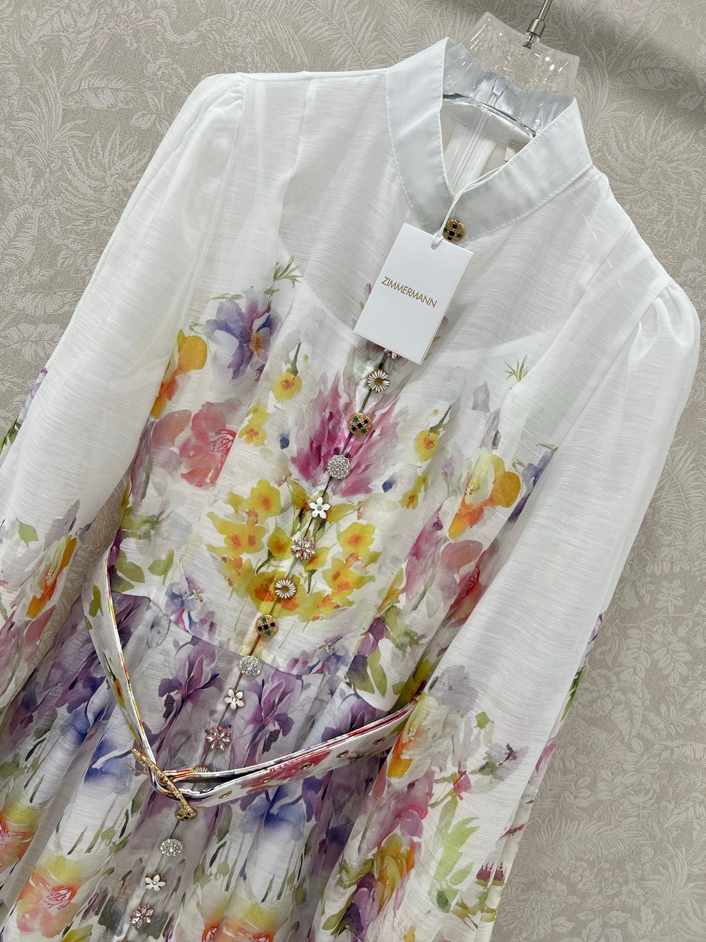 ZIMMERMANN SHORT DRESS WITH A STAND COLLAR 275119