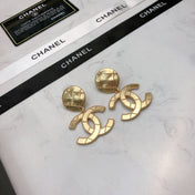 CHANEL 26S DOUBLE C LOGO QUILTED DROP EARRINGS IN GOLD METAL 631885