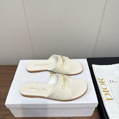 DIOR SANDAL 25S IN WHITE LAMBSKIN WITH GOLD HARDWARE