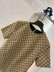 GG Beige Monogram Crystal Embellished Mini Dress