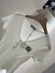 Loewe 25 T-Shirt V-Neck White Cotton