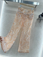 CHANEL BEIGE PRINTED DENIM PANTS