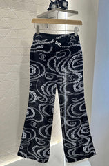 CHANEL BLACK PRINTED DENIM PANTS