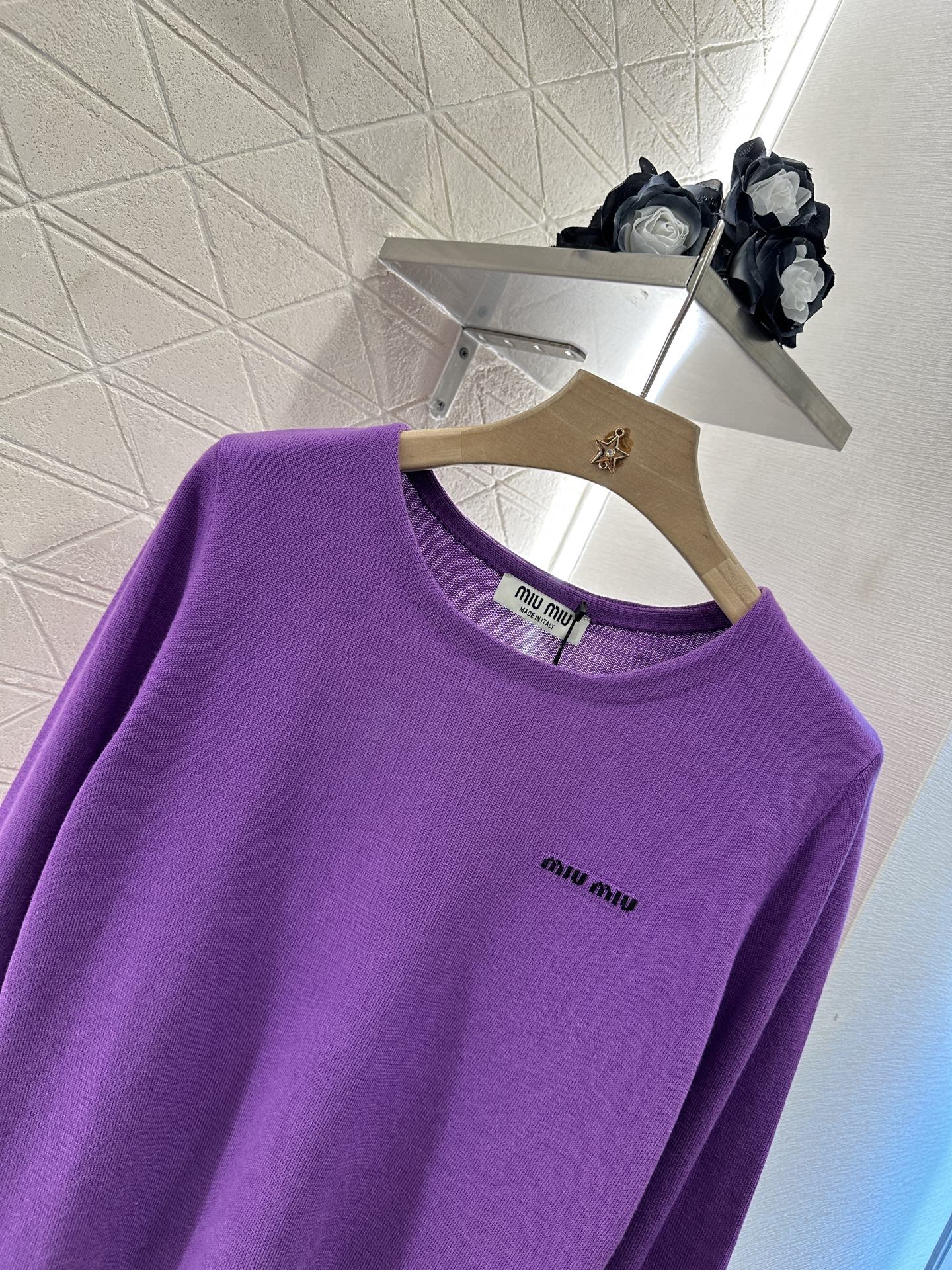 MIU 25S TEXT LOGO KNIT TOP 265531