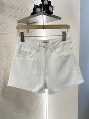 CHANEL WHITE DENIM SHORTS