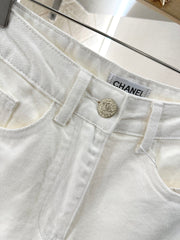 CHANEL WHITE DENIM SHORTS