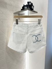 CHANEL WHITE DENIM SHORTS