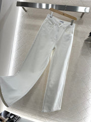 CHANEL WHITE STRAIGHT-LEG JEANS