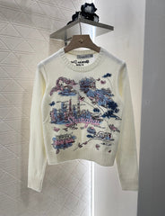 DIOR EMBROIDERED LANDSCAPE KNIT SWEATER 272309