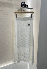 LOEWE HOLLOW KNITTED CARDIGAN DRESS SET 276594