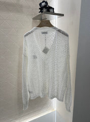 LOEWE HOLLOW KNITTED CARDIGAN DRESS SET 276594