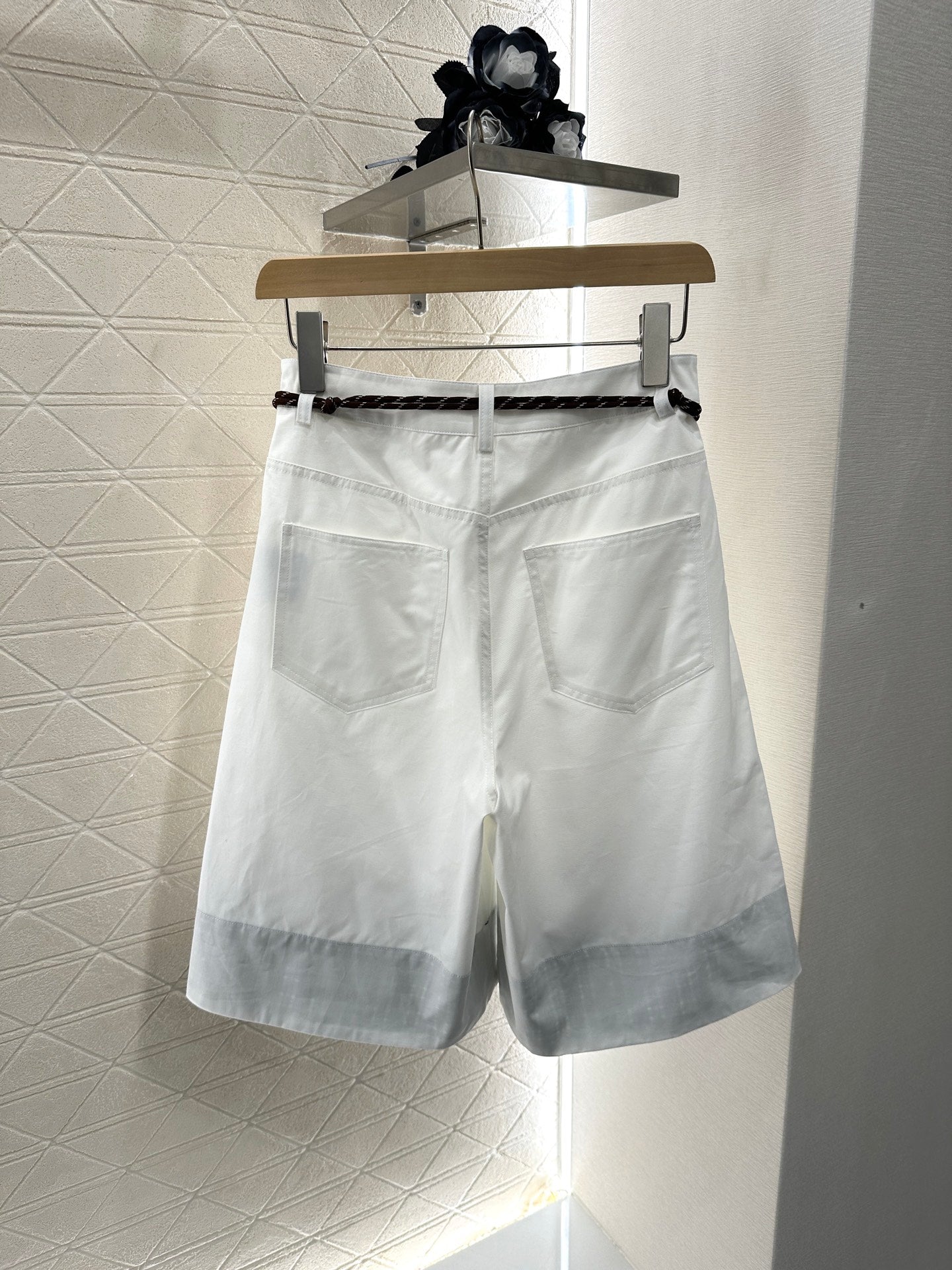 MIUMIU HIGH-WAISTED PLAID BERMUDA SHORTS 276622