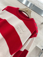 MIUMIU STRIPED CREW NECK SWEATER 276681