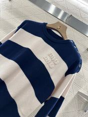 MIUMIU STRIPED CREW NECK SWEATER 276678