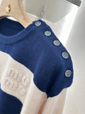 MIUMIU STRIPED CREW NECK SWEATER 276678