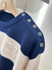MIUMIU STRIPED CREW NECK SWEATER 276678