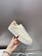 CHLOÉ TELMA LACE-UP SNEAKER IN CREAM BEIGE LAMBSKIN AND RAFFIA