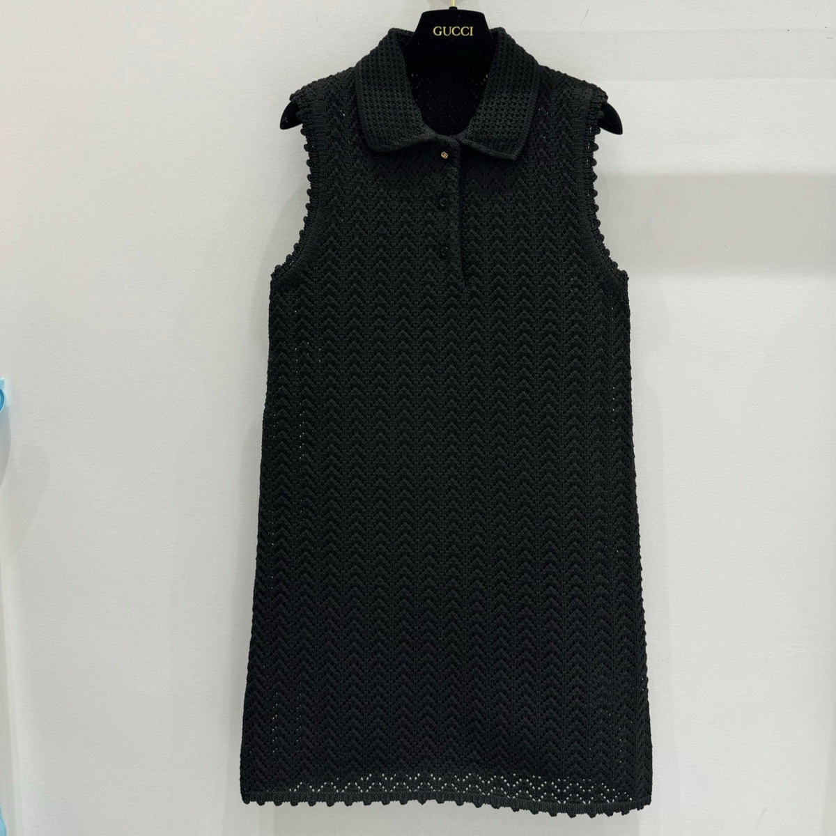 GUCCI SLEEVELESS KNIT POLO DRESS IN BLACK 267479