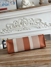 ZIP CABINE 31 BAG IN BRONZE BROWN MIX WHITE CANVAS AND CALFSKIN