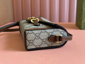 GG HORSEBIT 1955 MINI 18 BAG BEIGE CANVAS AND BROWN CALFSKIN