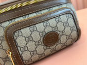 OPHIDIA BELT BAG 28 IN BROWN AND BEIGE GG CALFSKIN