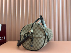 GG SMALL DUFFLE BAG 42 IN BEIGE AND DARK BROWN GG CANVAS