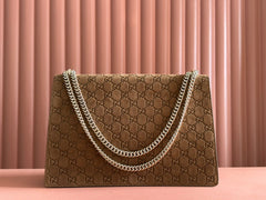 DIONYSUS LAGRE SHOULDER BAG 42 IN BROWN SUEDE