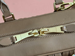 ARCADIE MATELASSÉ BAG 27 IN SEPIA BROWN CALFSKIN GOLD HARDWARE
