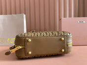 ARCADIE MATELASSÉ BAG 27 IN SEPIA BROWN CALFSKIN GOLD HARDWARE