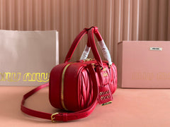 ARCADIE MATELASSÉ BAG 27 IN CERISE RED CALFSKIN GOLD HARDWARE