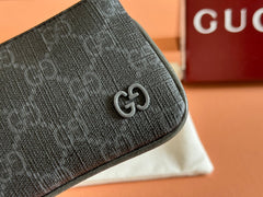 BI-COLOUR ZIP KEY CASE 12 IN DARK GREY CALFSKIN