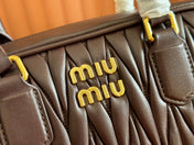 ARCADIE MATELASSÉ BAG 24 IN CHESTNUT BROWN LAMBSKIN GOLD HARDWARE
