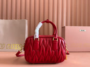 ARCADIE MATELASSÉ BAG 19 IN CERISE RED CALFSKIN GOLD HARDWARE