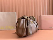 JOIE HAND BAG 32 IN BRUNETTE BROWN SHINY LAMBSKIN
